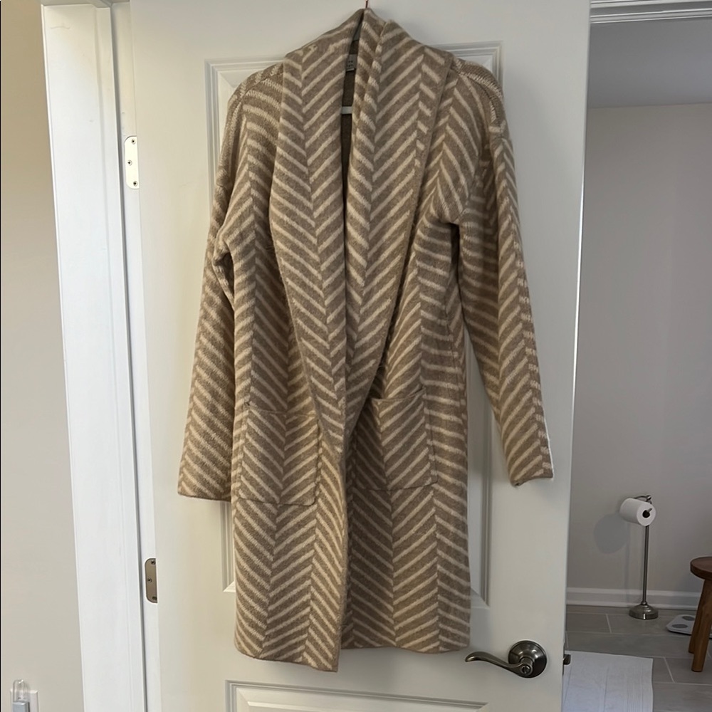 NWT Women’s Coatigan A New Day Herringbone Taupe/Cream Size: XS/S